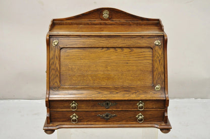 Antique English Victorian Oak Wood Desktop Portable Lap Desk Letter Holder