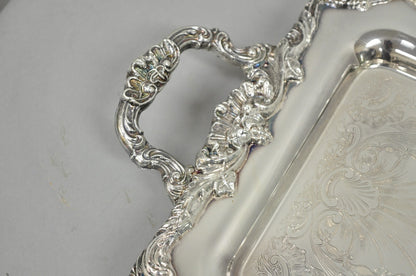 Vintage Leonard Victorian Ornate Silver Plated Narrow Trinket Dish Bar Tray
