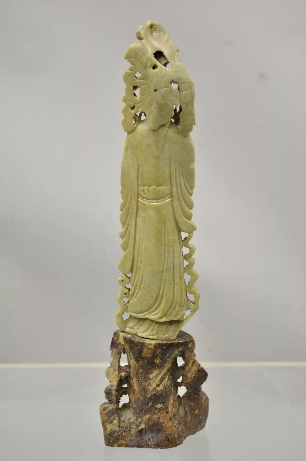 Chinese Carved Soapstone Guanyin Kwan Yin 15" Tall Figurine Statue Sculpture