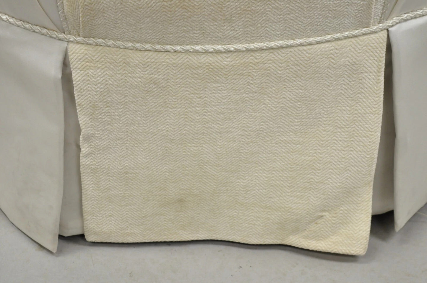 Decorator Modern Beige Upholstered Button Tufted Skirted 35" Round Ottoman
