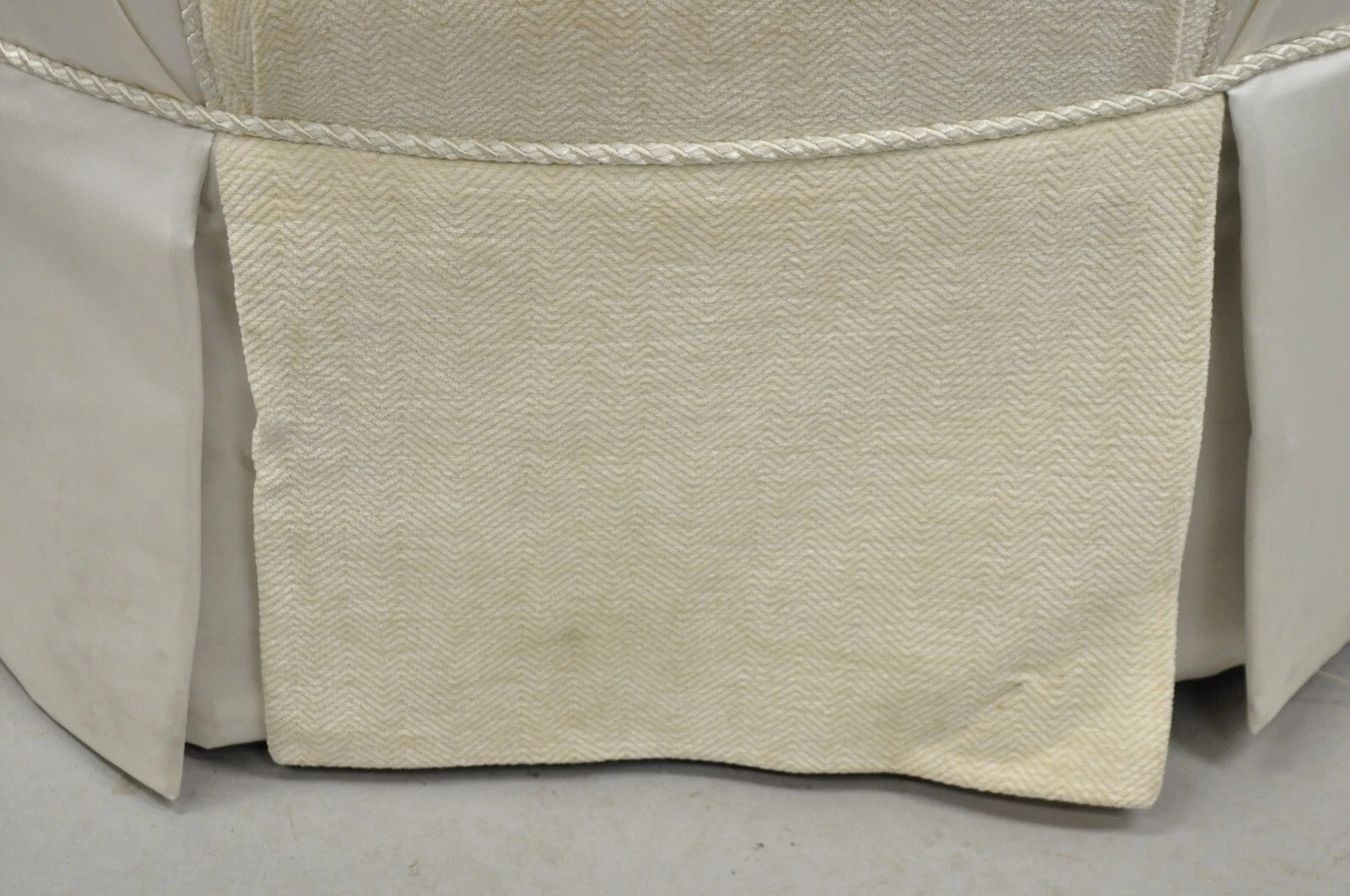 Decorator Modern Beige Upholstered Button Tufted Skirted 35" Round Ottoman