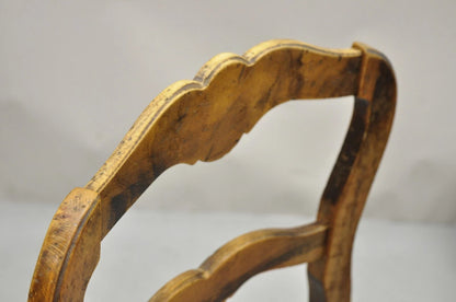 Vintage French Country Distressed Wood Ladder Back Rush Seat Side Chair