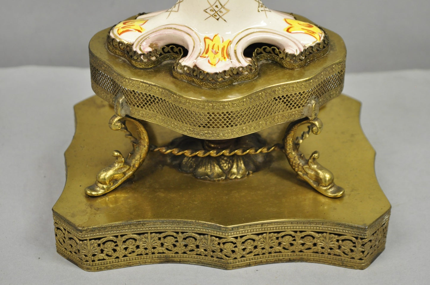 Antique Italian Renaissance Capodimonte Porcelain Urn Figural Table Lamp