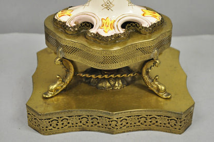 Antique Italian Renaissance Capodimonte Porcelain Urn Figural Table Lamp