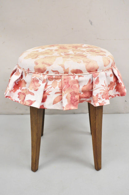 Vintage Regency Style Small Oval Mahogany Saber Leg Vanity Bench Stool