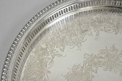 Webster Wilcox "Brandon Hall" 7572G Silver Plated Reticulated 15" Round Bar Tray