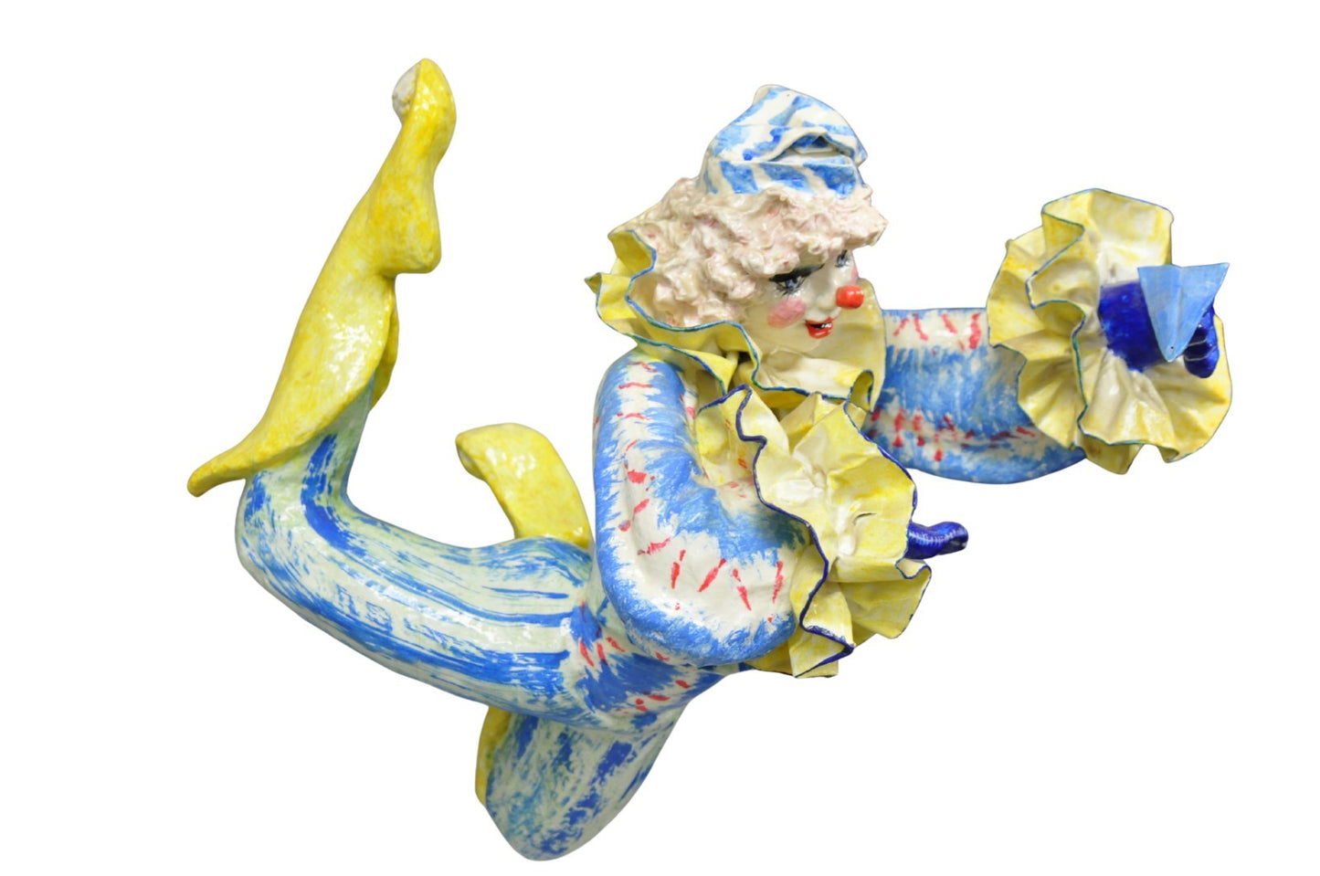 Vintage Jeanne Valentine Style Papier Mache Hanging Acrobat Clown Sculpture