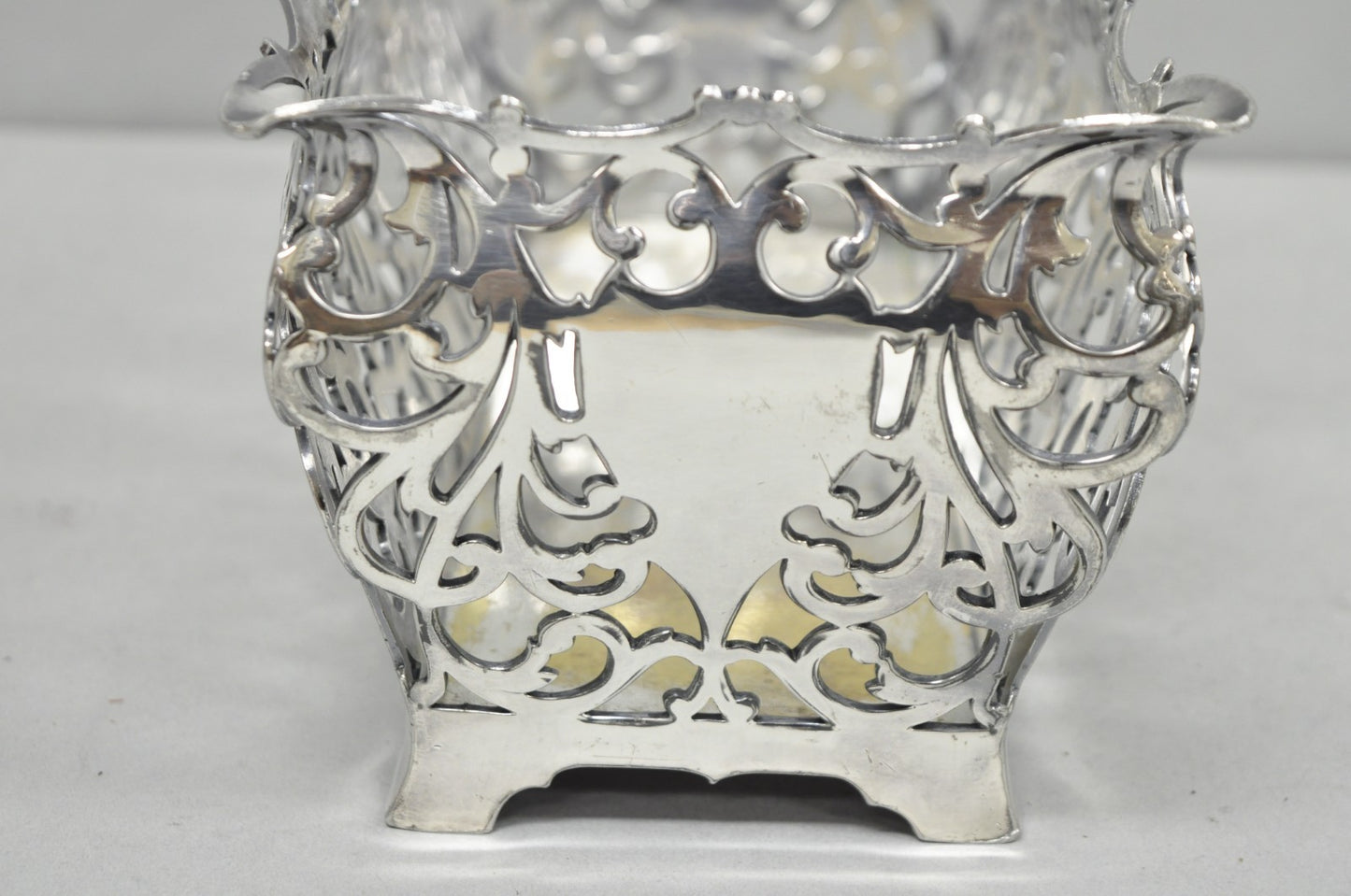 Antique Victorian Silver Plated Reticulated Scrollwork Bread Basket by Forbes