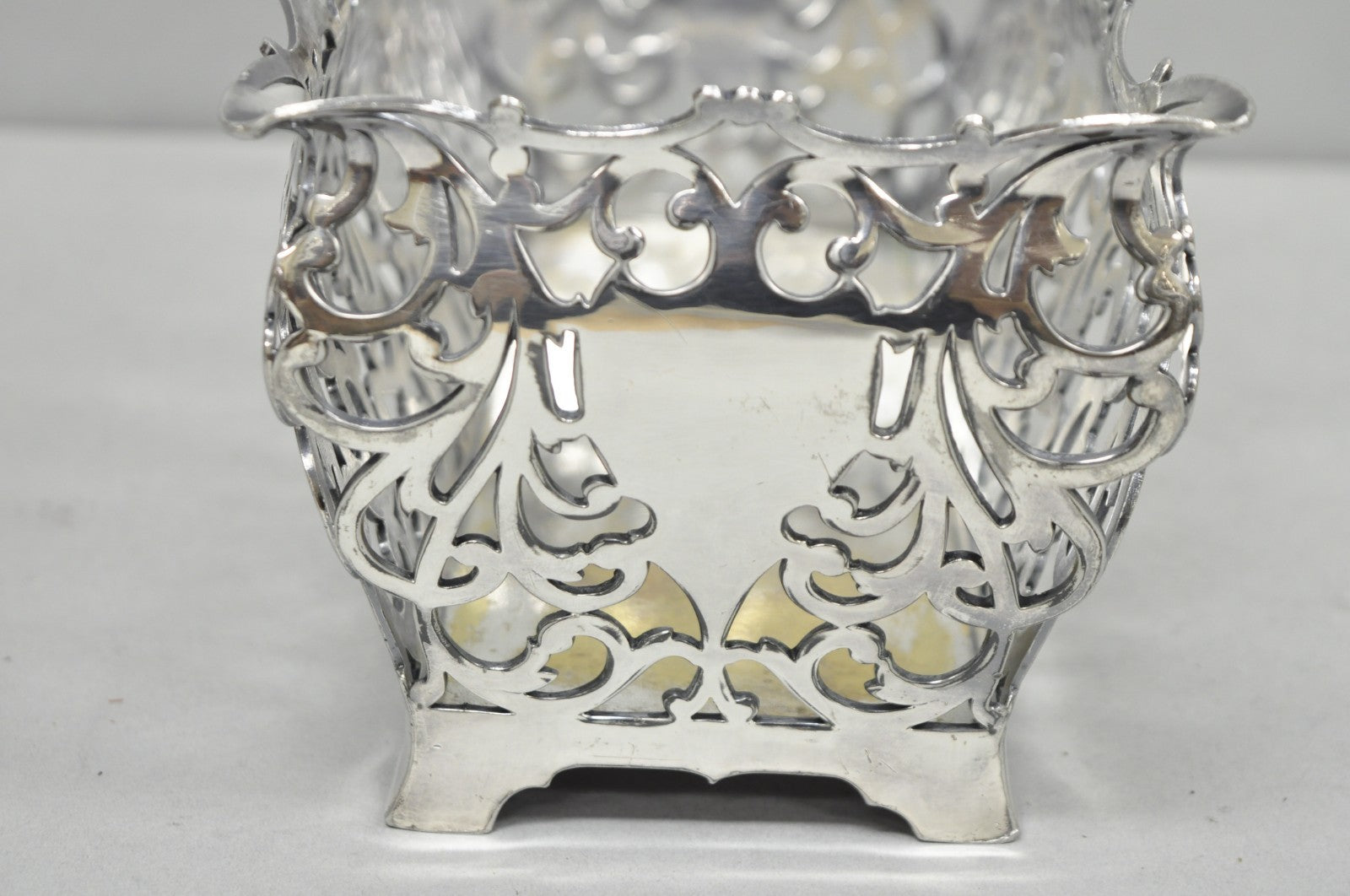 Antique Victorian Silver Plated Reticulated Scrollwork Bread Basket by Forbes