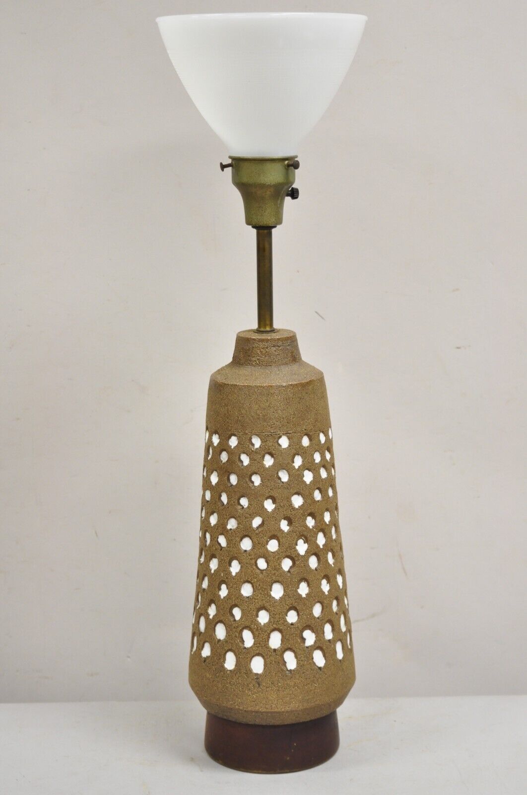 Vintage Aldo Londi for Bitossi Italy Mid Century Modern Brown Pottery Table Lamp