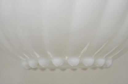 Hazel Atlas White Apline Swirl Punch Bowl Set 9 Hook Handle Cups - 10 pcs