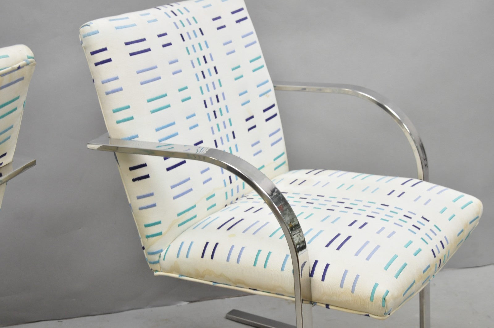 Vintage Mid Century Modern Brno Style Chrome Cantilever Baughman Arm Chairs Pair