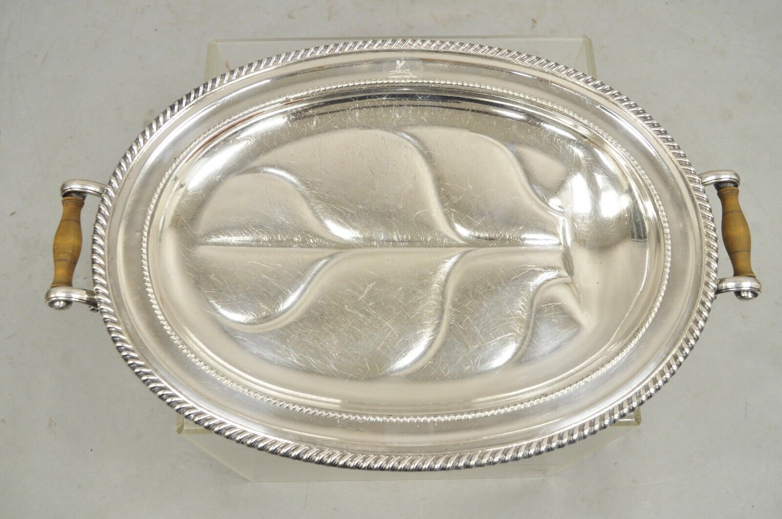 Antique English Victorian Silver Plated Paw Foot Meat Cutlery Chaffing Dish Tray