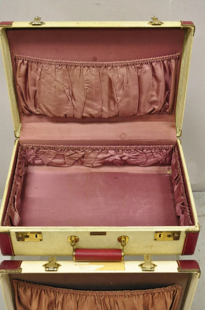 Vintage Horton & Hubbard Art Deco Cari-Lite Hard Luggage Travel Suitcase - Pair