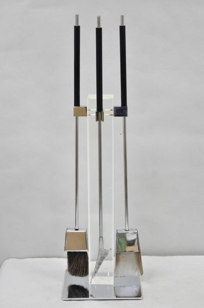 Danny Alessandro Albrizzi Vintage Modernist Lucite & Chrome Fireplace Tool Set