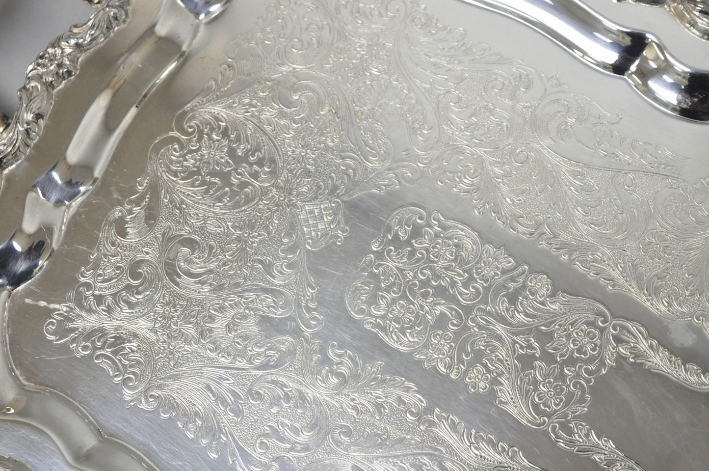 Vintage Sheridan Victorian Silver Plated Narrow Footed Serving Platter Bar Tray