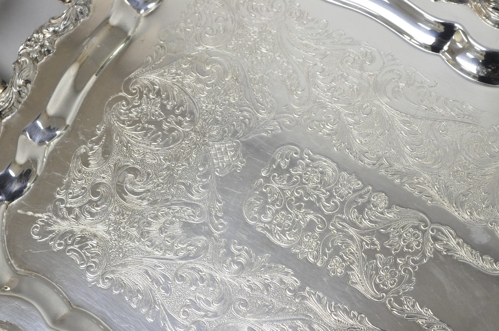 Vintage Sheridan Victorian Silver Plated Narrow Footed Serving Platter Bar Tray
