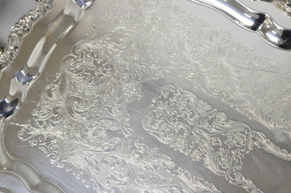 Vintage Sheridan Victorian Silver Plated Narrow Footed Serving Platter Bar Tray