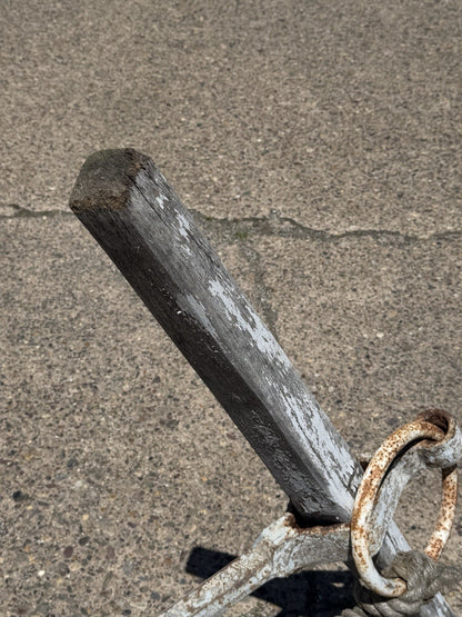 Antique English Victorian Maritime Cast Iron Large Boat Ship's Anchor and Rope