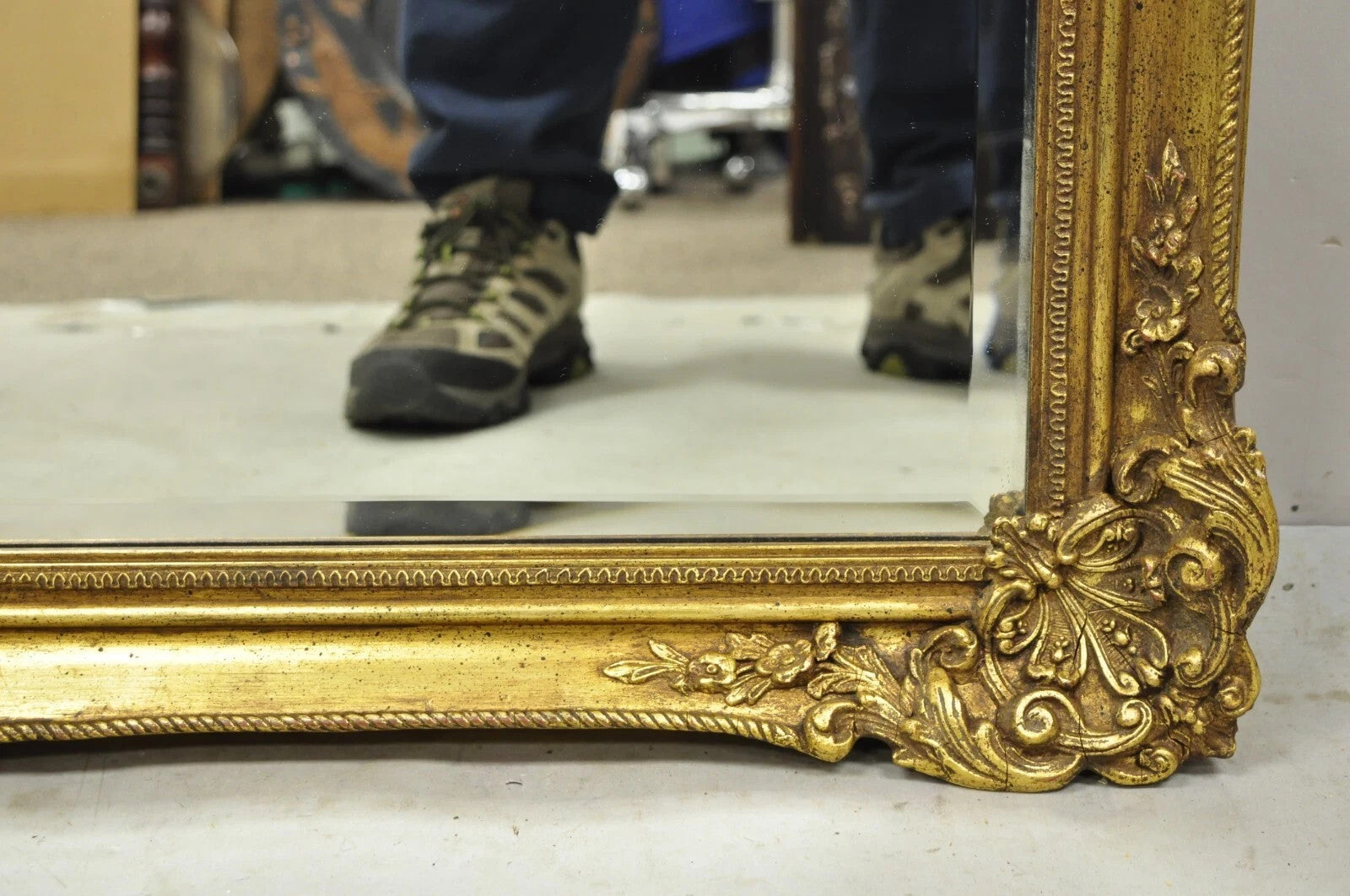 Vintage Friedman Brothers Gold French Rococo Style 45" Rectangular Wall Mirror