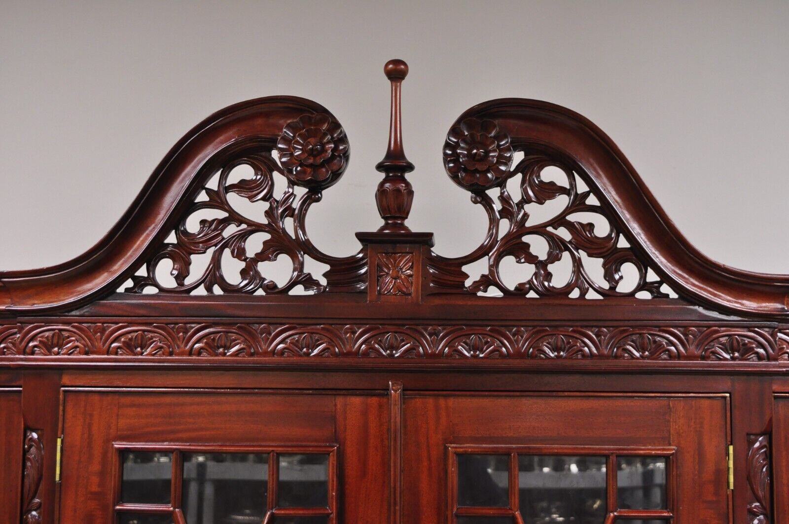 Chippendale Mahogany Ball & Claw Breakfront China Cabinet by Baker of London