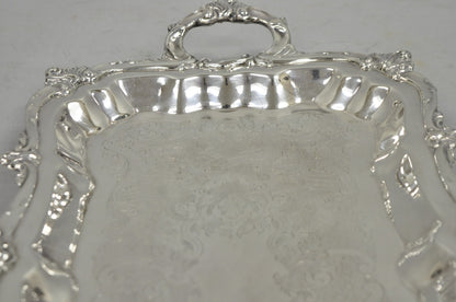 Vintage Victorian Silver Plated Narrow Footed Bar Serving Tray w Handles by Eton