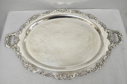 Vintage Poole 400 Lancaster Rose Oval Silver Plated Bar Serving Platter Tray