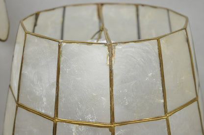 Vintage Italian Hollywood Regency Capiz Shell Gold 8.5" Round Clip On Lamp Shade