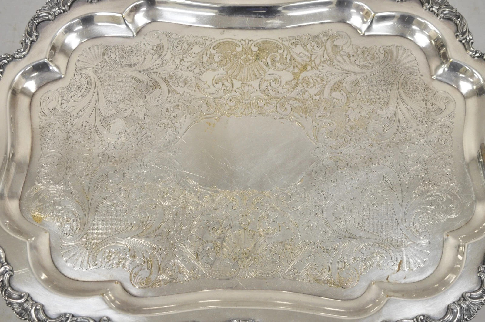 Vintage Community Ascot Sheffield Large Victorian Silver Plated Platter Bar Tray