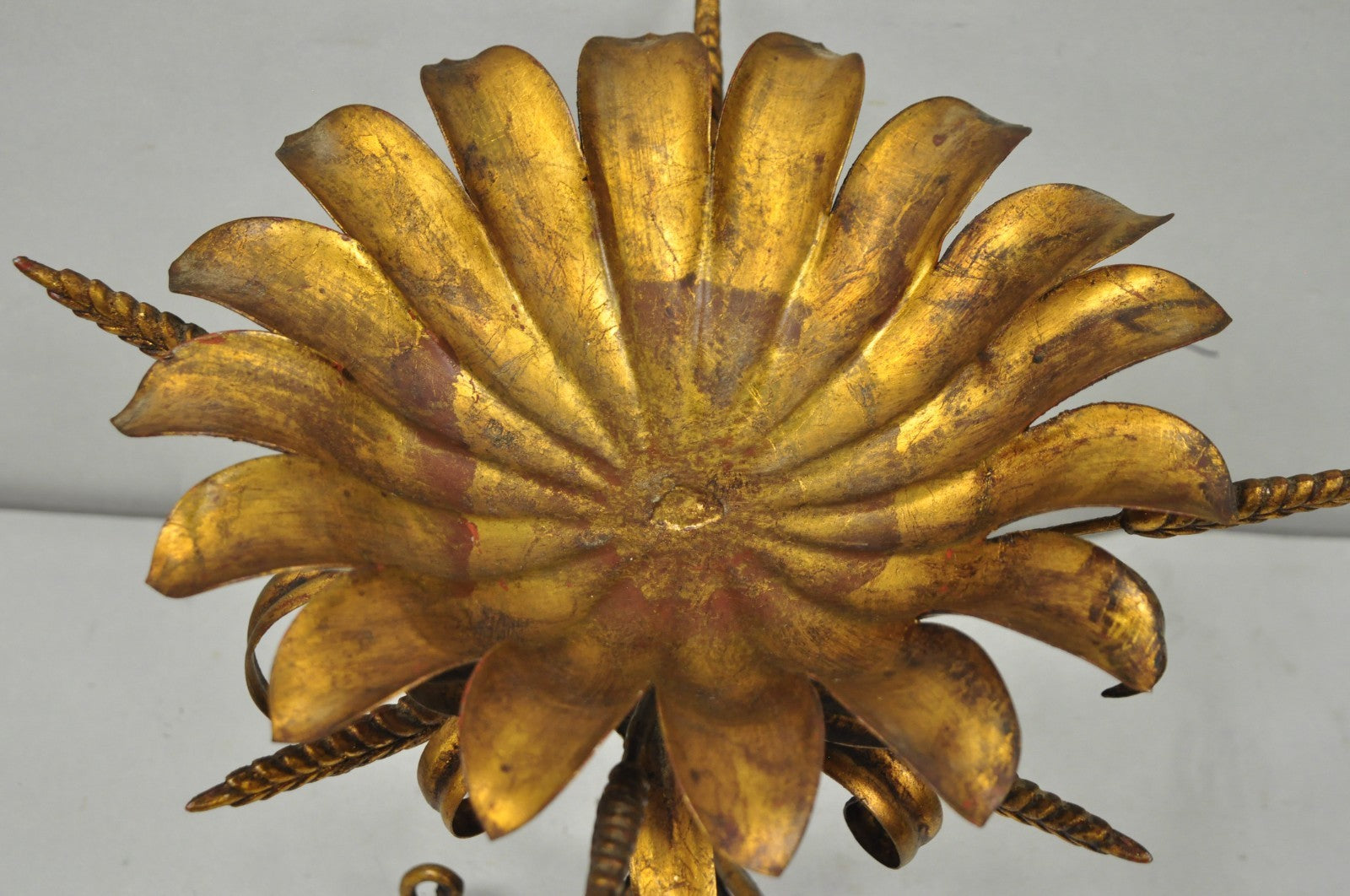 Vintage Italian Hollywood Regency Gold Gilt Tole Metal Iron Compote Centerpiece
