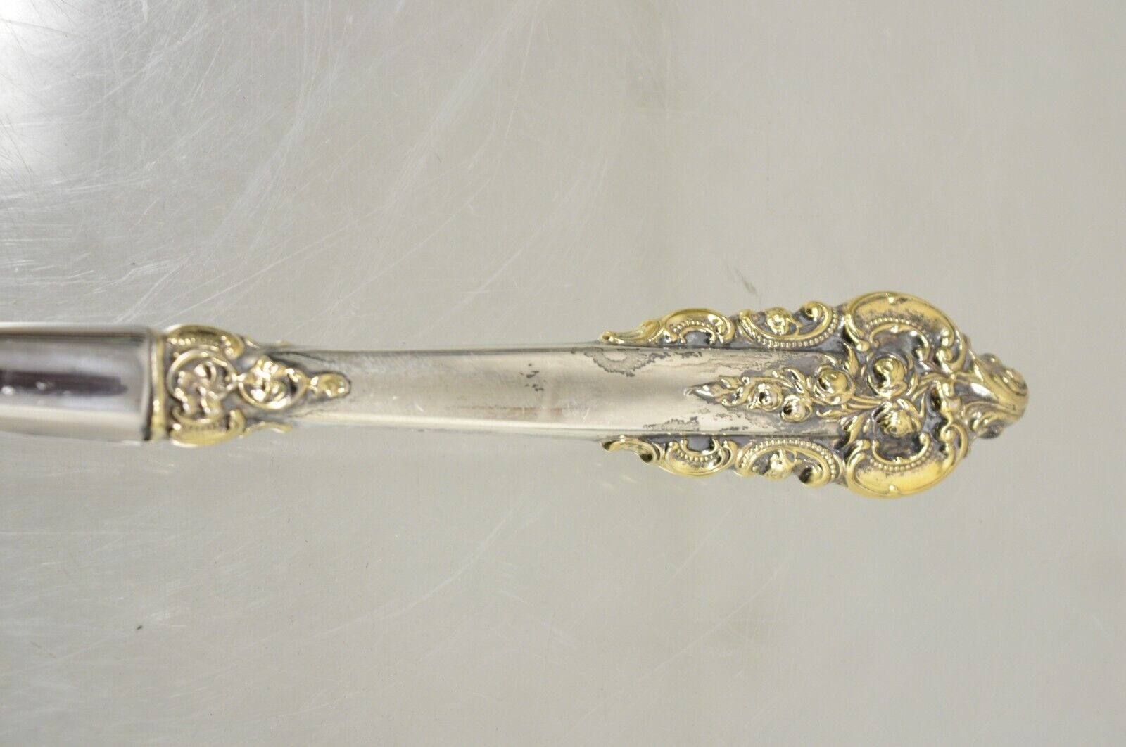 Antique Victorian Style Silver Plated Gold Repousse Ladle Serving Spoon