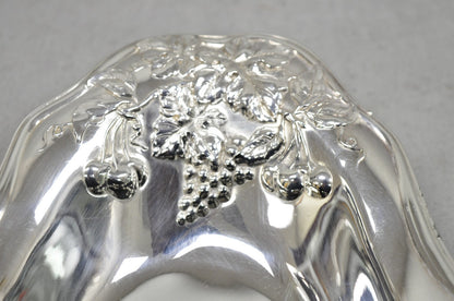 Superior Silver Grapevine Repousse Silver Plated Bread Plate Tray Trinket Dish