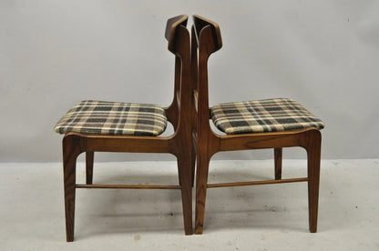 Vintage Mid Century Modern Walnut & Oak Sculptural Dining Side Chairs - a Pair