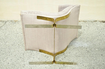 Mid Century Modern Milo Baughman Style Brass Cantilever Slipper Lounge Chair