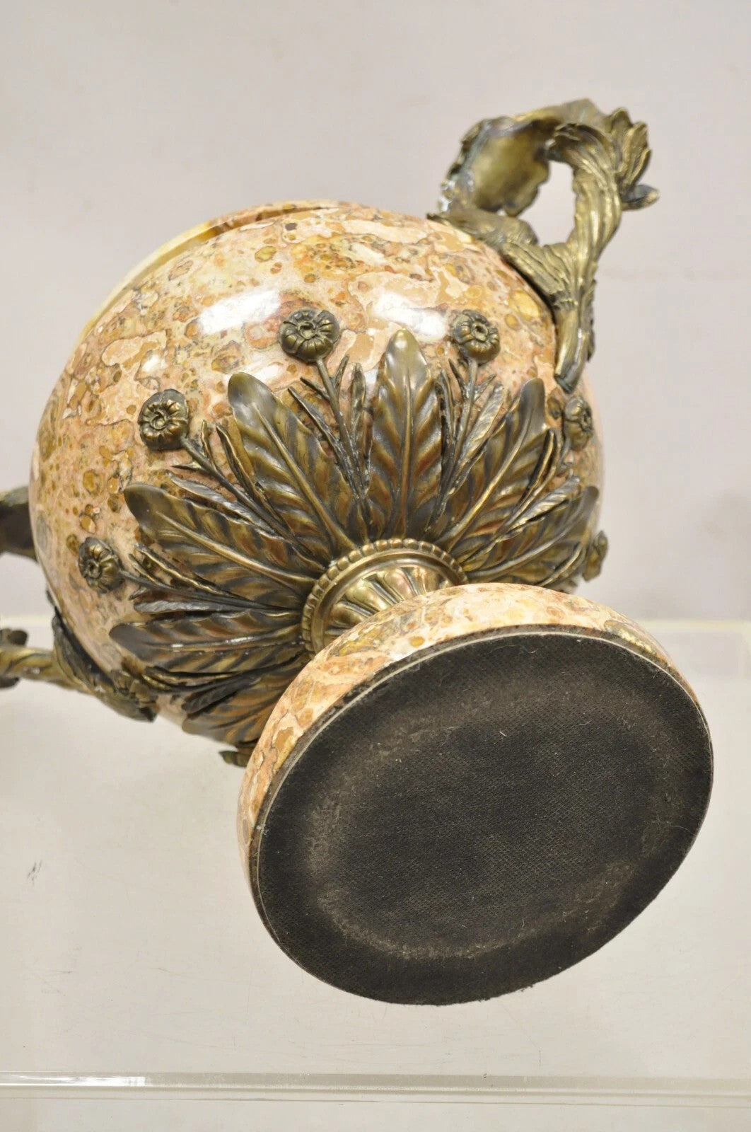 Vintage Bronze and Marble French Baroque Style Lidded Urn Centerpiece Cassolette