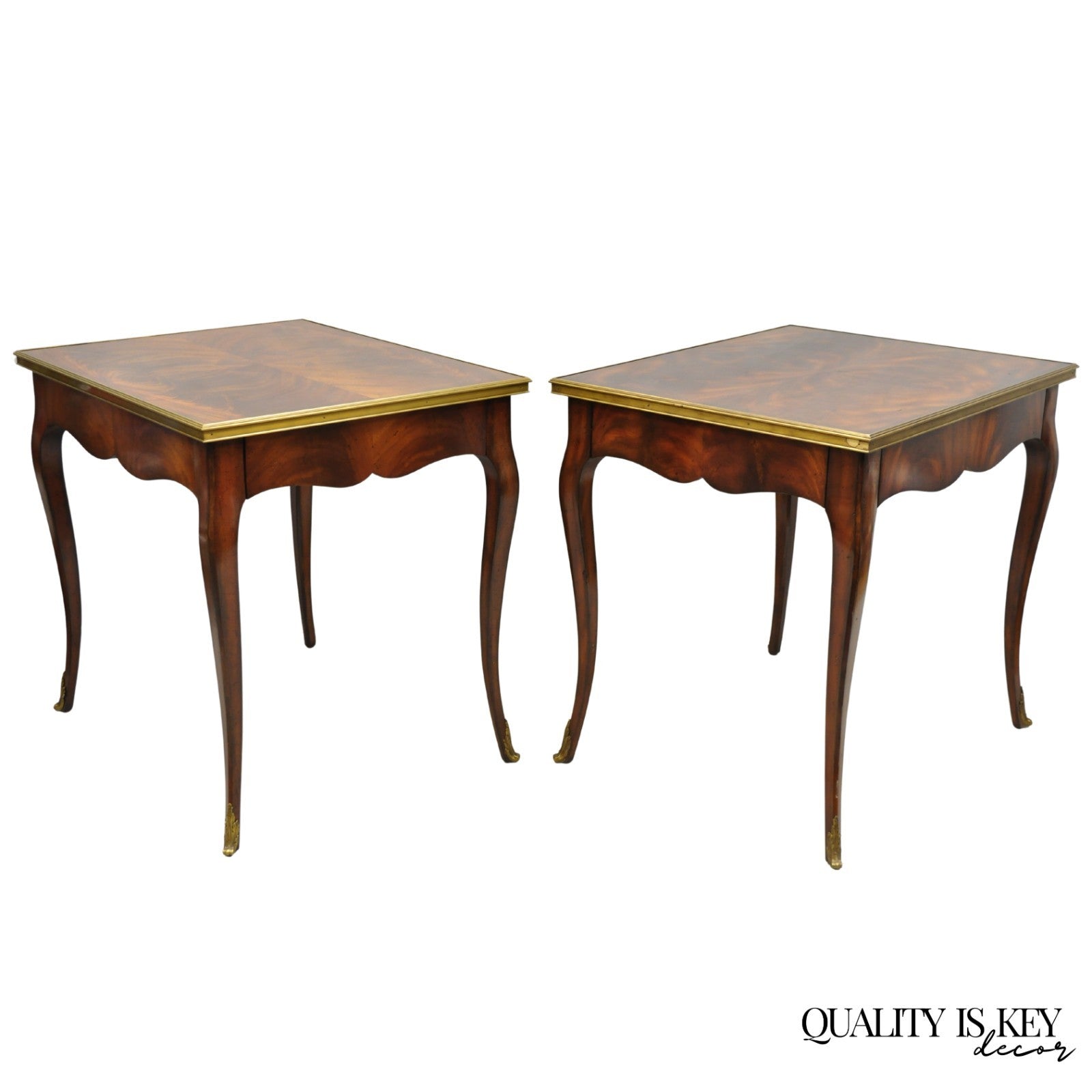 Ralph Lauren Noble Estate French Louis XV Mahogany One Drawer End Table - a Pair