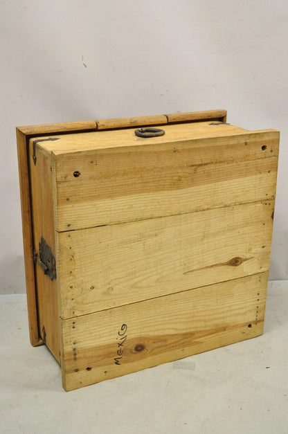 Farmhouse Renaissance Style Mexican Double Lid Wooden Coffee Table Storage Trunk