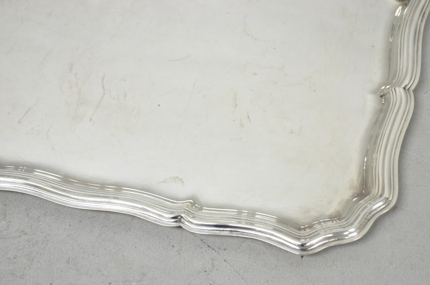 Vintage English Edwardian Silver Plated Scalloped Small Bar Trinket Dish Tray
