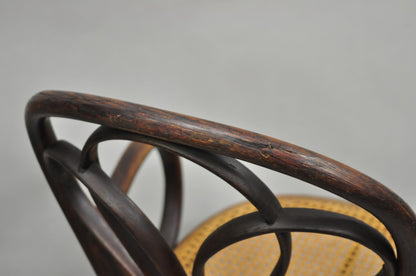 Antique Arts & Crafts Michael Thonet Oak Bentwood & Cane Swivel Captains Chair