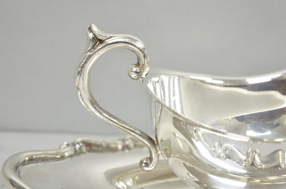 Vintage FB Rogers Silver Plated Victorian Gravy Sauce Boat w/ Attached Dish
