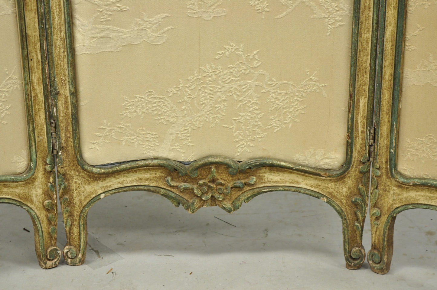 Antique French Louis XV Hand Painted Petite 3 Panel Folding Dressing Screen