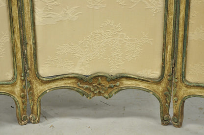 Antique French Louis XV Hand Painted Petite 3 Panel Folding Dressing Screen