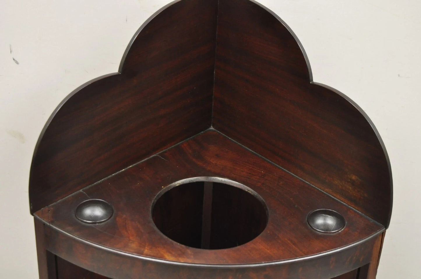 Antique Georgian Mahogany Bathroom Corner Washstand Sink Side Table with Drawer