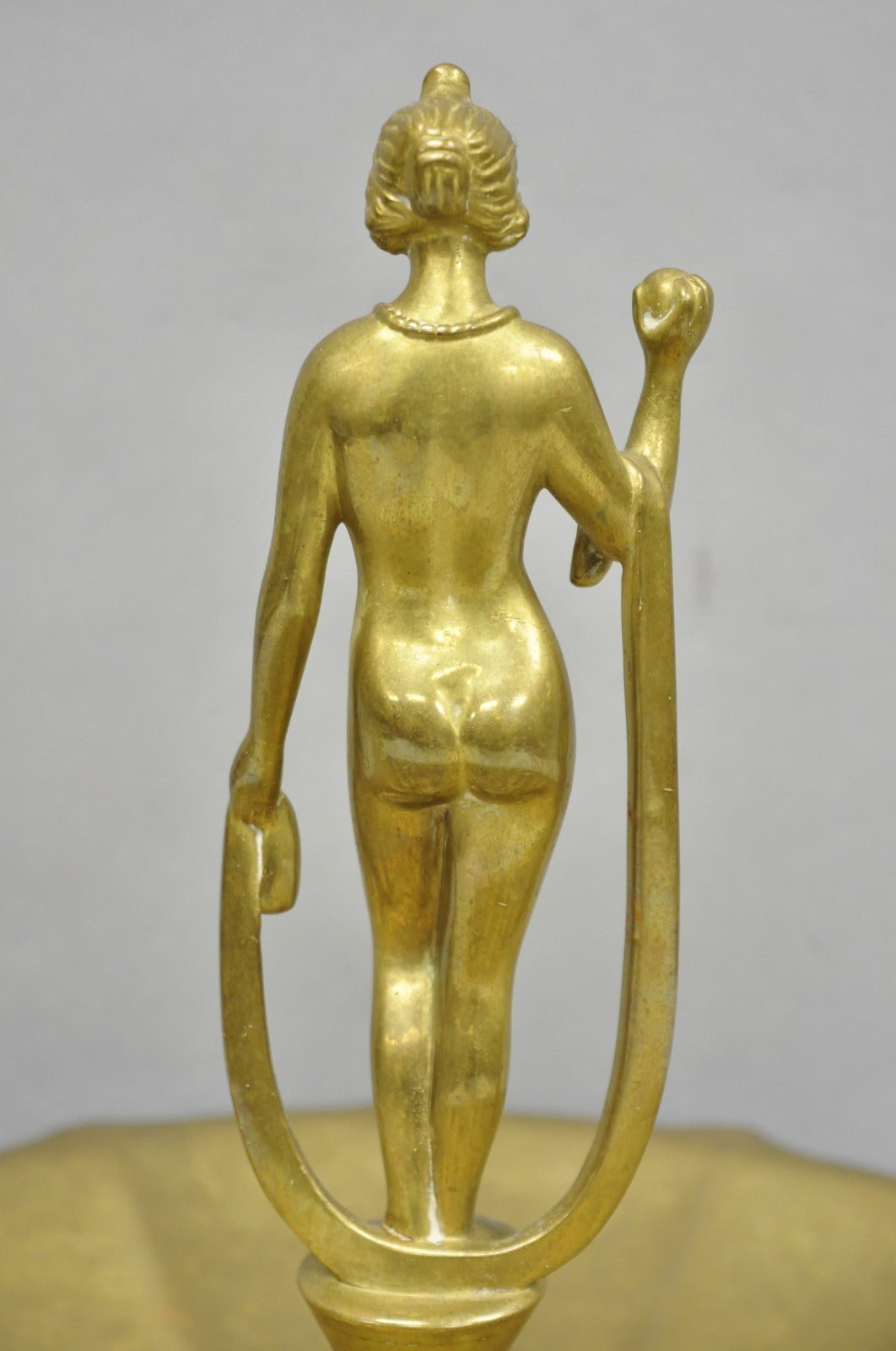 Vintage Art Nouveau Brass Figural Nude Woman Centerpiece Compote Dish Bowl