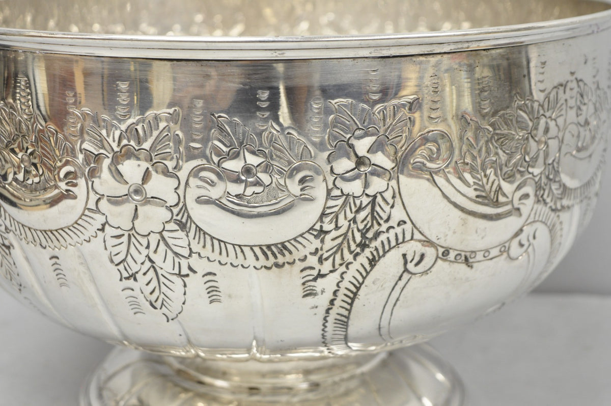 Vintage English Sheffield Kentshire Silver Plated Punch Bowl Set w 12 Footed Cup