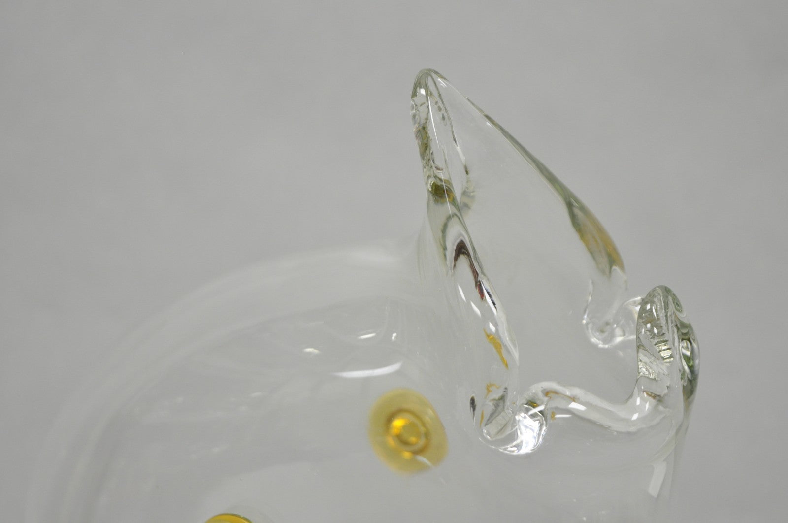 Vintage Mid Century Modern Blenko Style Amber Fin Blown Glass Fish Vase Bowl