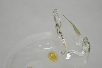 Vintage Mid Century Modern Blenko Style Amber Fin Blown Glass Fish Vase Bowl