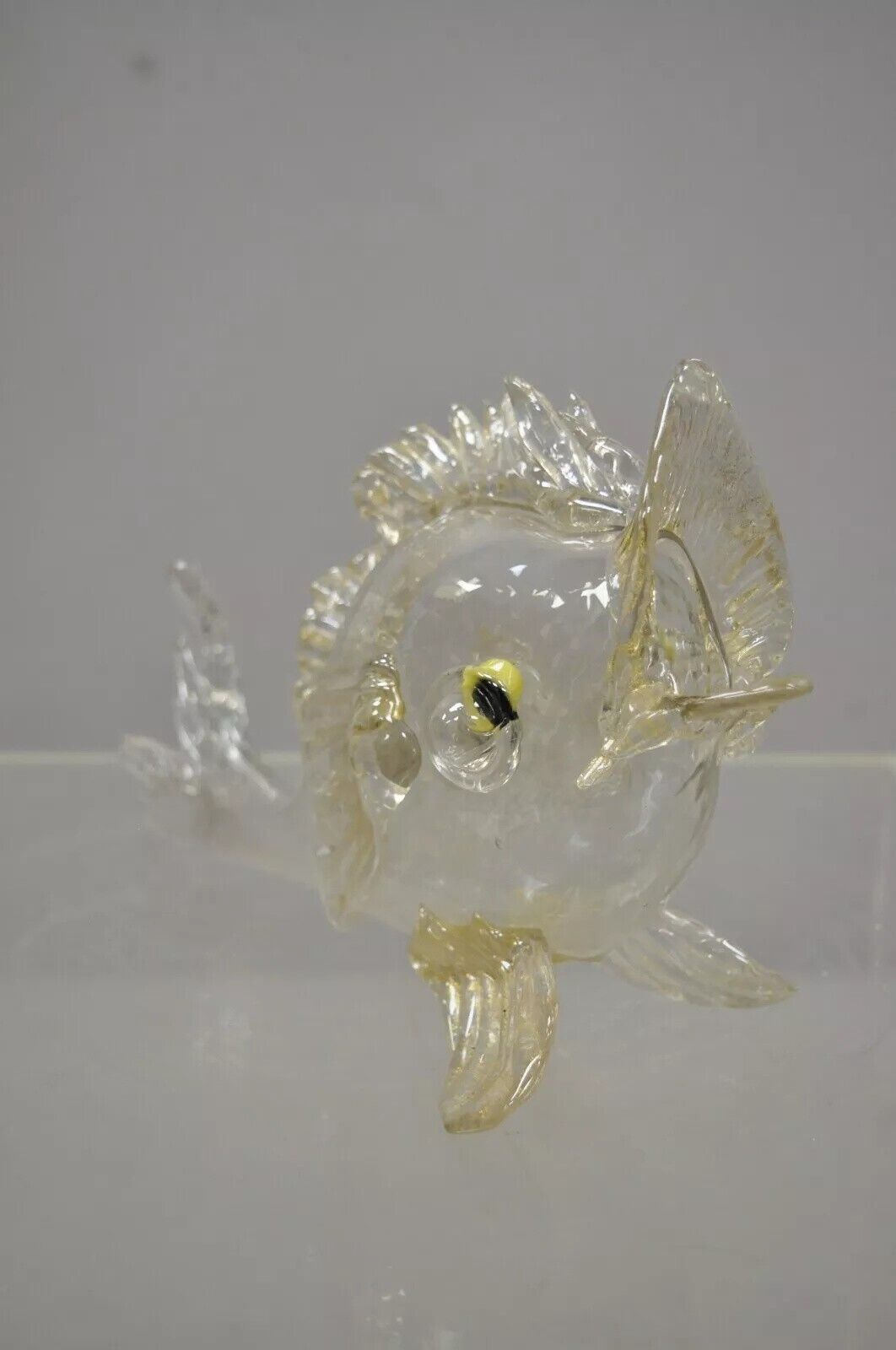 Vintage Italian Murano Hand Blown Glass Gold Fleck 12" Fish Sculpture Figure