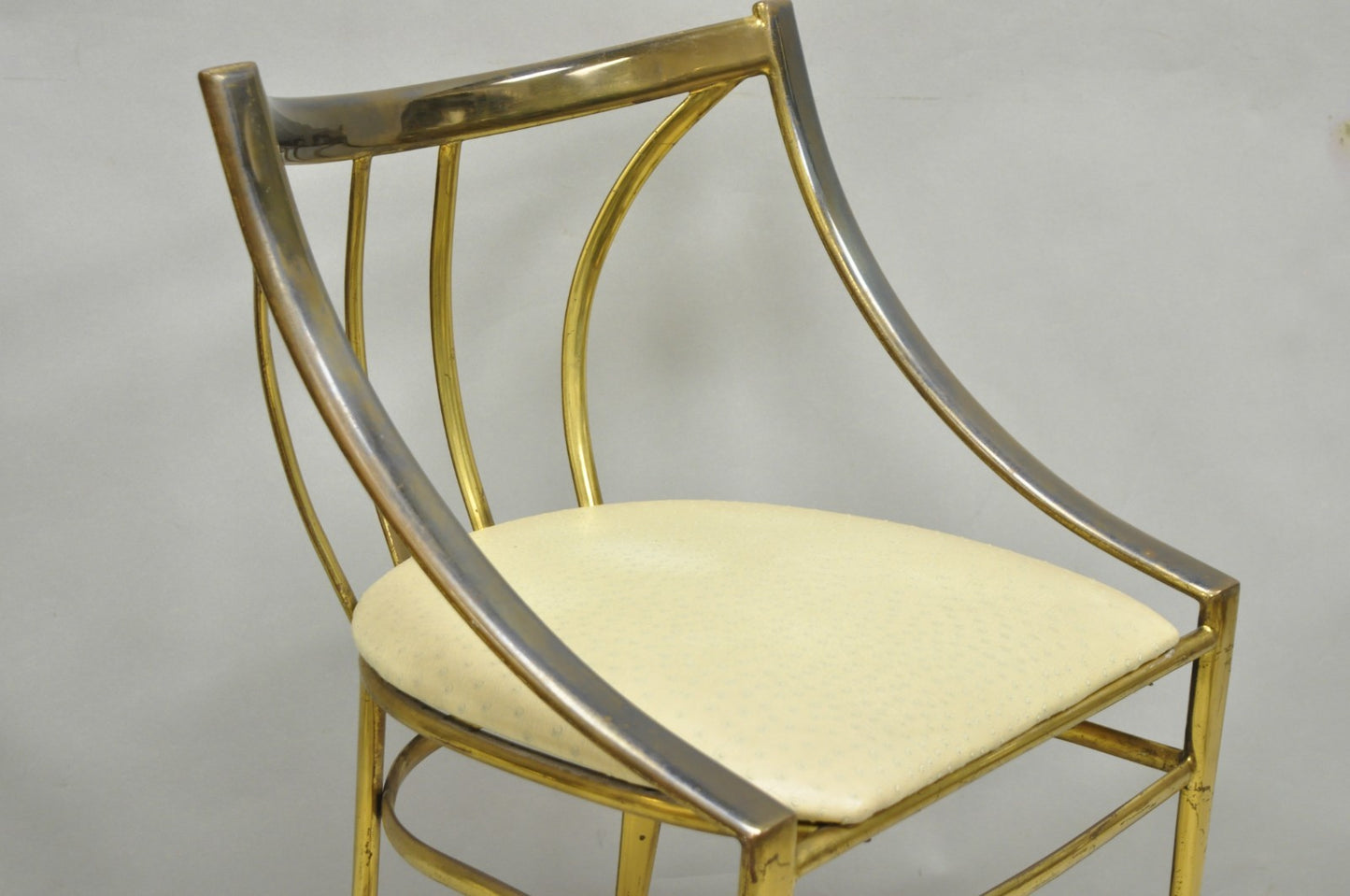Vintage Italian Hollywood Regency Sculptural Brass Chiavari Style Accent Chair