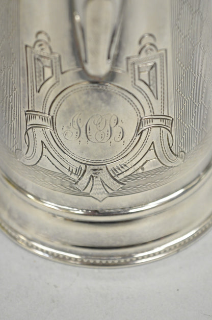 Antique English Victorian Silver Plated Small Coffee Pot Teapot Creamer Monogram